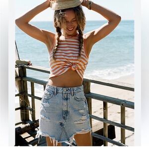 Pilcro frayed denim skirt